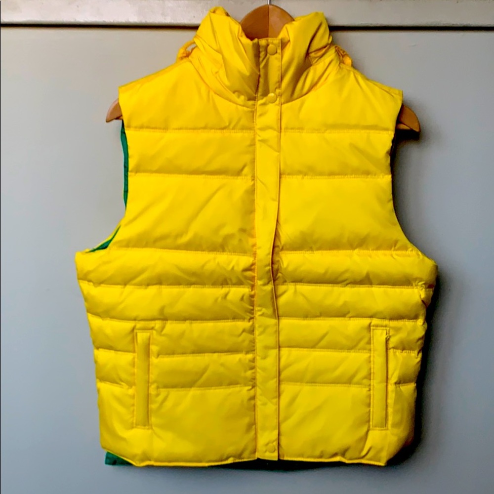 NEW Lucky Brand Down Quilted Puffer Yellow Vest L Zip unisex